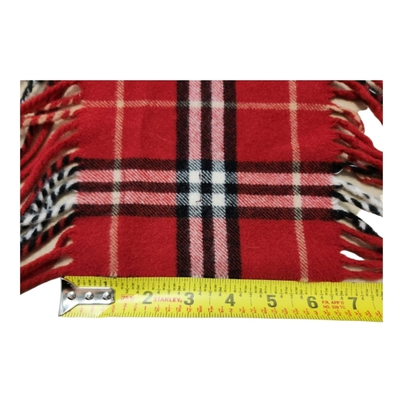 BURBERRY London: Red, "Nova Check" 100% Cashmere Long Scarf 56" x 7" - Picture 5 of 6